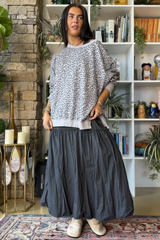 Paloma Bubble Hem Layering Dress Charcoal